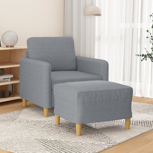 Poltrona con Poggiapiedi Grigio Chiaro 60 cm in Tessuto | homemem39