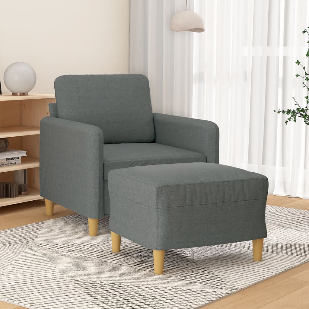 Poltrona con Poggiapiedi Grigio Scuro 60 cm in Tessuto | homemem39