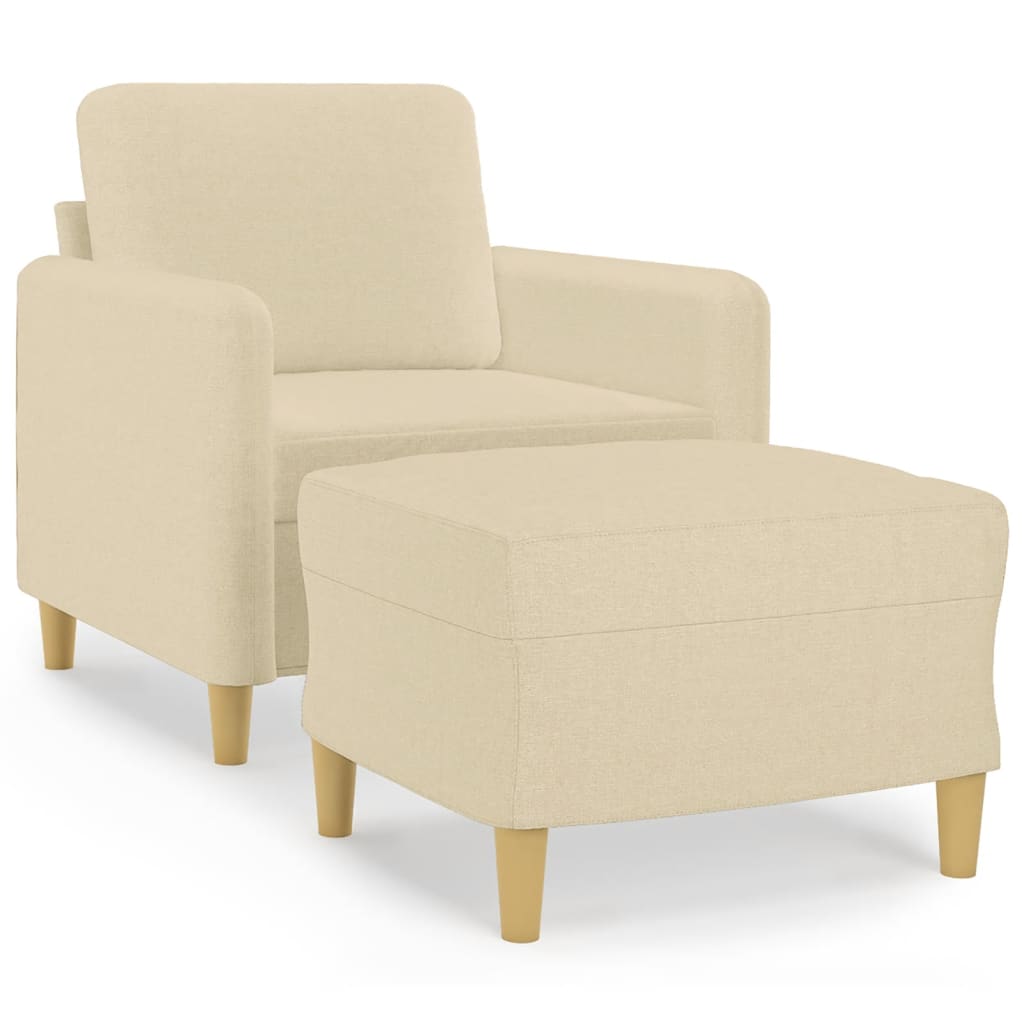 Poltrona con Poggiapiedi Crema 60 cm in Tessuto | homemem39