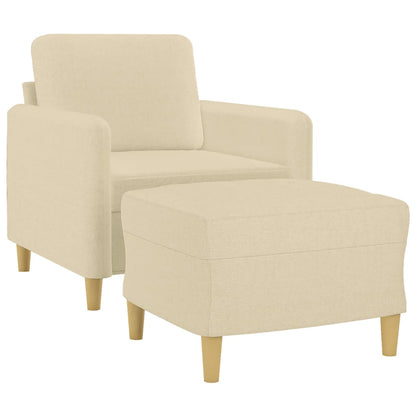 Poltrona con Poggiapiedi Crema 60 cm in Tessuto | homemem39