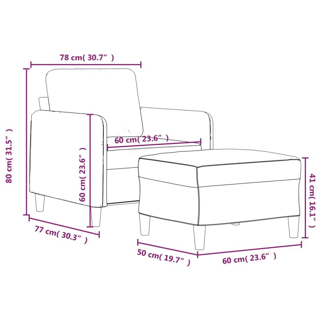 Poltrona con Poggiapiedi Crema 60 cm in Tessuto | homemem39