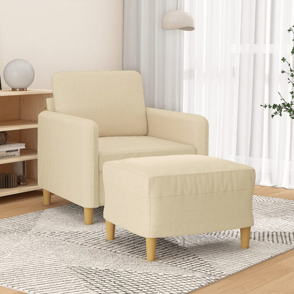 Poltrona con Poggiapiedi Crema 60 cm in Tessuto | homemem39