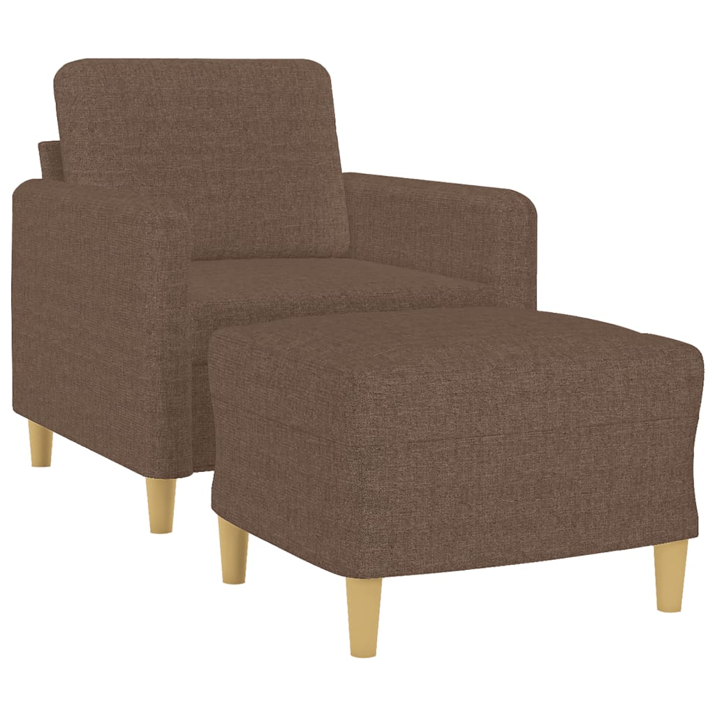 Poltrona con Poggiapiedi Marrone 60 cm in Tessuto | homemem39