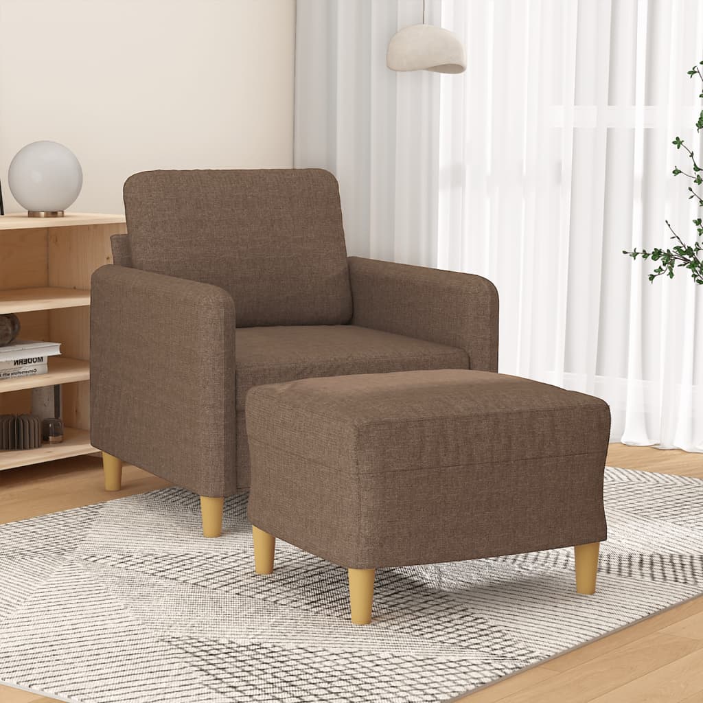 Poltrona con Poggiapiedi Marrone 60 cm in Tessuto | homemem39