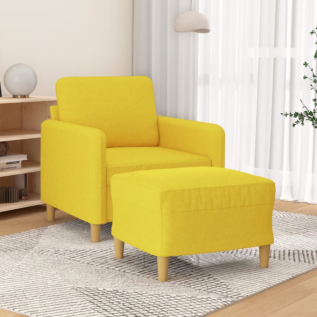 Poltrona con Poggiapiedi Giallo Chiaro 60 cm in Tessuto | homemem39