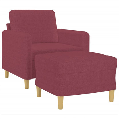 Poltrona con Poggiapiedi Rosso Vino 60 cm in Tessuto | homemem39