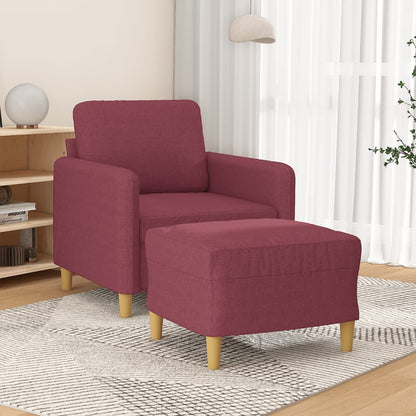 Poltrona con Poggiapiedi Rosso Vino 60 cm in Tessuto | homemem39