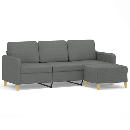 Divano a 3 Posti con Poggiapiedi Grigio Scuro 180cm in Tessuto | homemem39