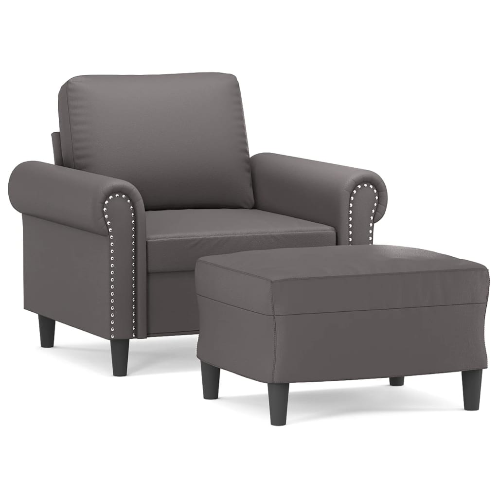 Poltrona con Poggiapiedi Grigio 60 cm in Similpelle | homemem39
