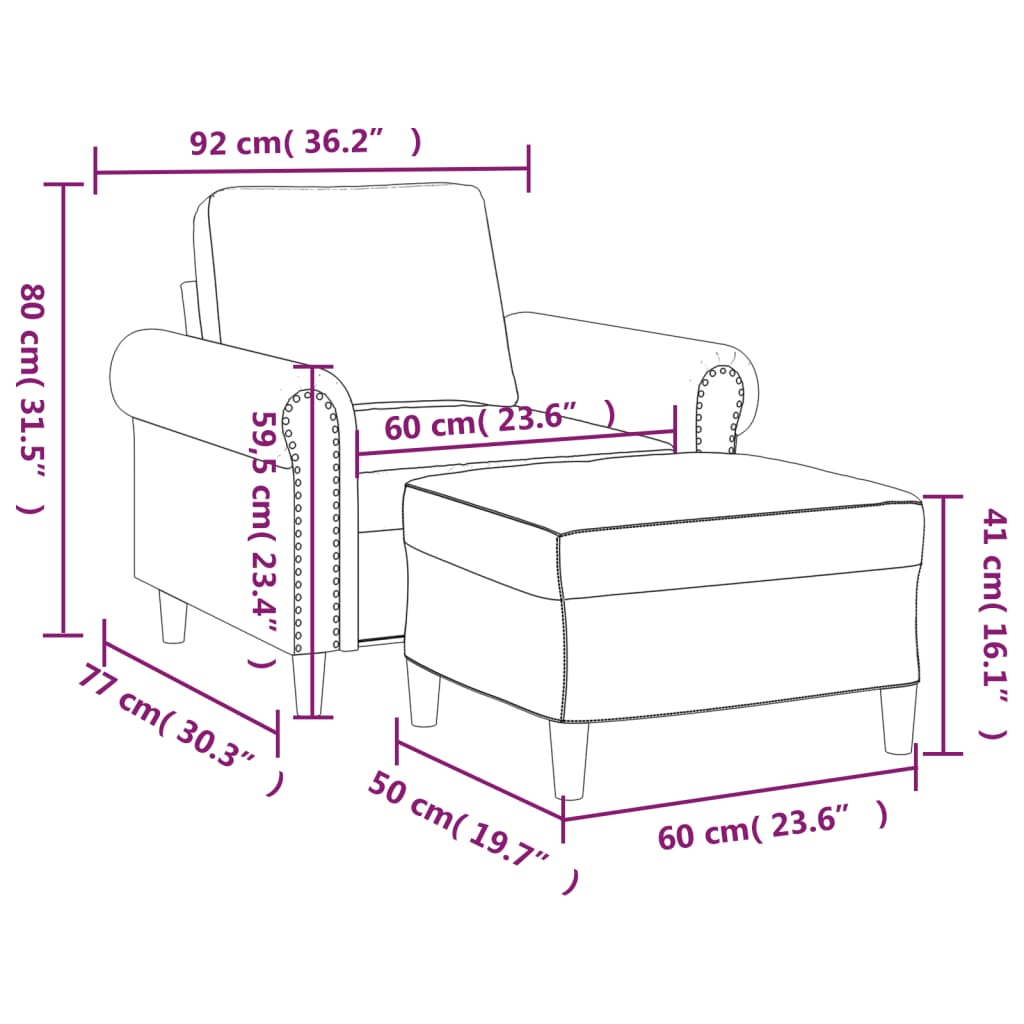 Poltrona con Poggiapiedi Grigio 60 cm in Similpelle | homemem39