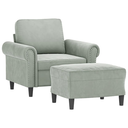 Poltrona con Poggiapiedi Grigio Chiaro 60 cm in Velluto | homemem39