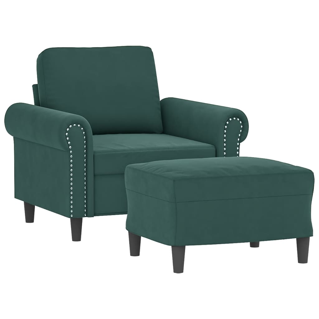 Poltroncina con Poggiapiedi Verde Scuro 60 cm in Velluto | homemem39