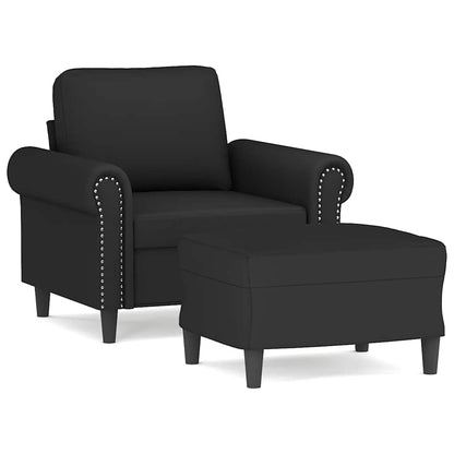 Poltrona con Poggiapiedi Nero 60 cm in Velluto | homemem39