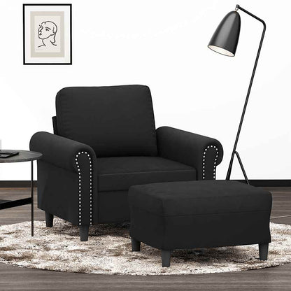 Poltrona con Poggiapiedi Nero 60 cm in Velluto | homemem39