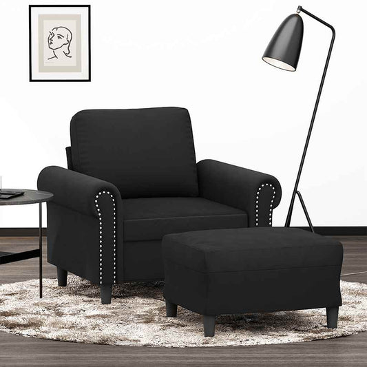 Poltrona con Poggiapiedi Nero 60 cm in Velluto | homemem39