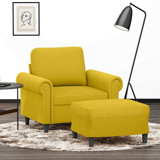 Poltrona con Poggiapiedi Giallo 60 cm in Velluto | homemem39