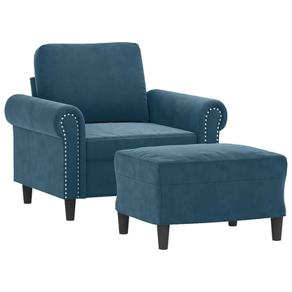 Poltrona con Poggiapiedi Blu 60 cm in Velluto | homemem39