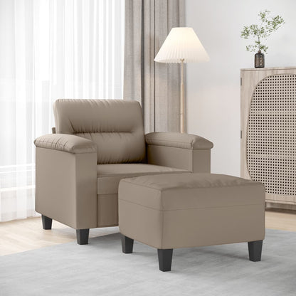 Poltrona con Poggiapiedi tortora 60 cm in Tessuto Microfibra | homemem39
