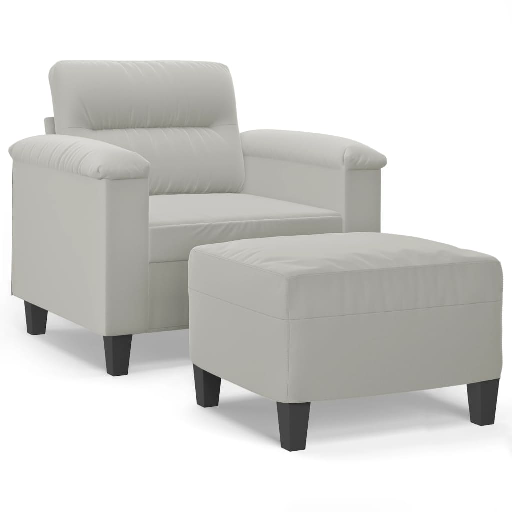 Poltrona con Poggiapiedi Grigio chiaro 60 cm Tessuto Microfibra | homemem39