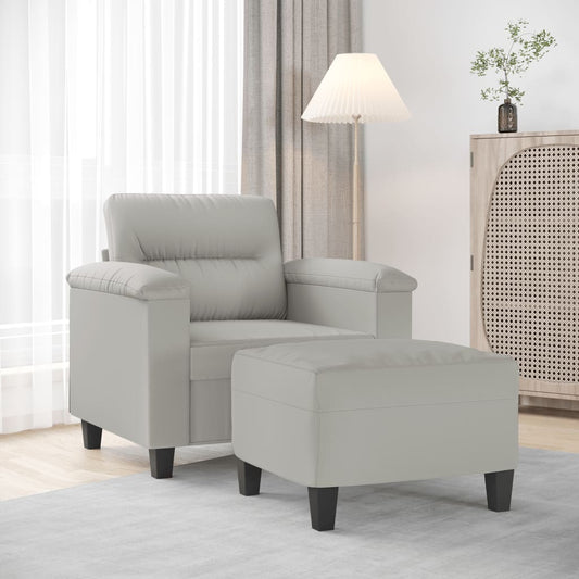 Poltrona con Poggiapiedi Grigio chiaro 60 cm Tessuto Microfibra | homemem39