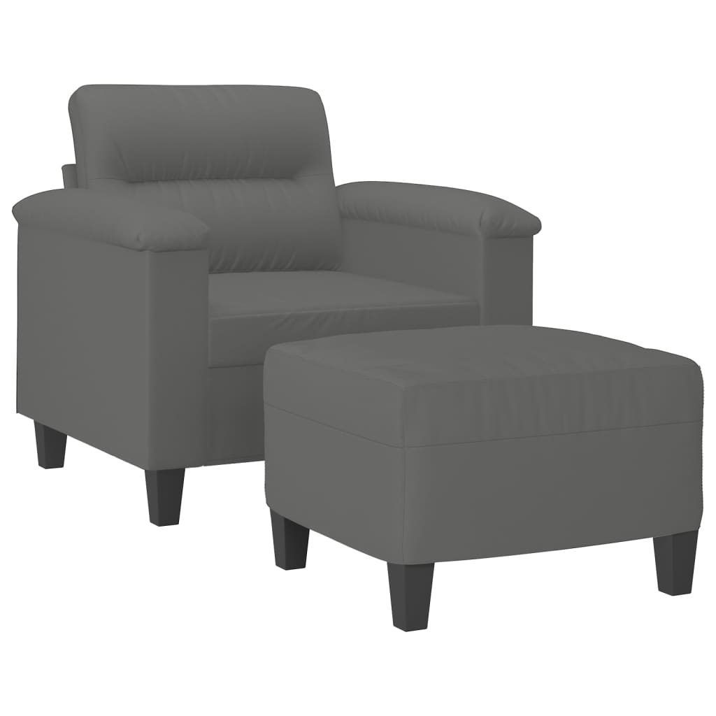 Poltrona con Poggiapiedi Grigio Scuro 60 cm Tessuto Microfibra | homemem39