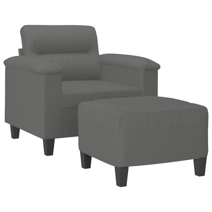 Poltrona con Poggiapiedi Grigio Scuro 60 cm Tessuto Microfibra | homemem39