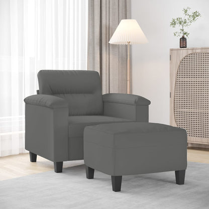Poltrona con Poggiapiedi Grigio Scuro 60 cm Tessuto Microfibra | homemem39