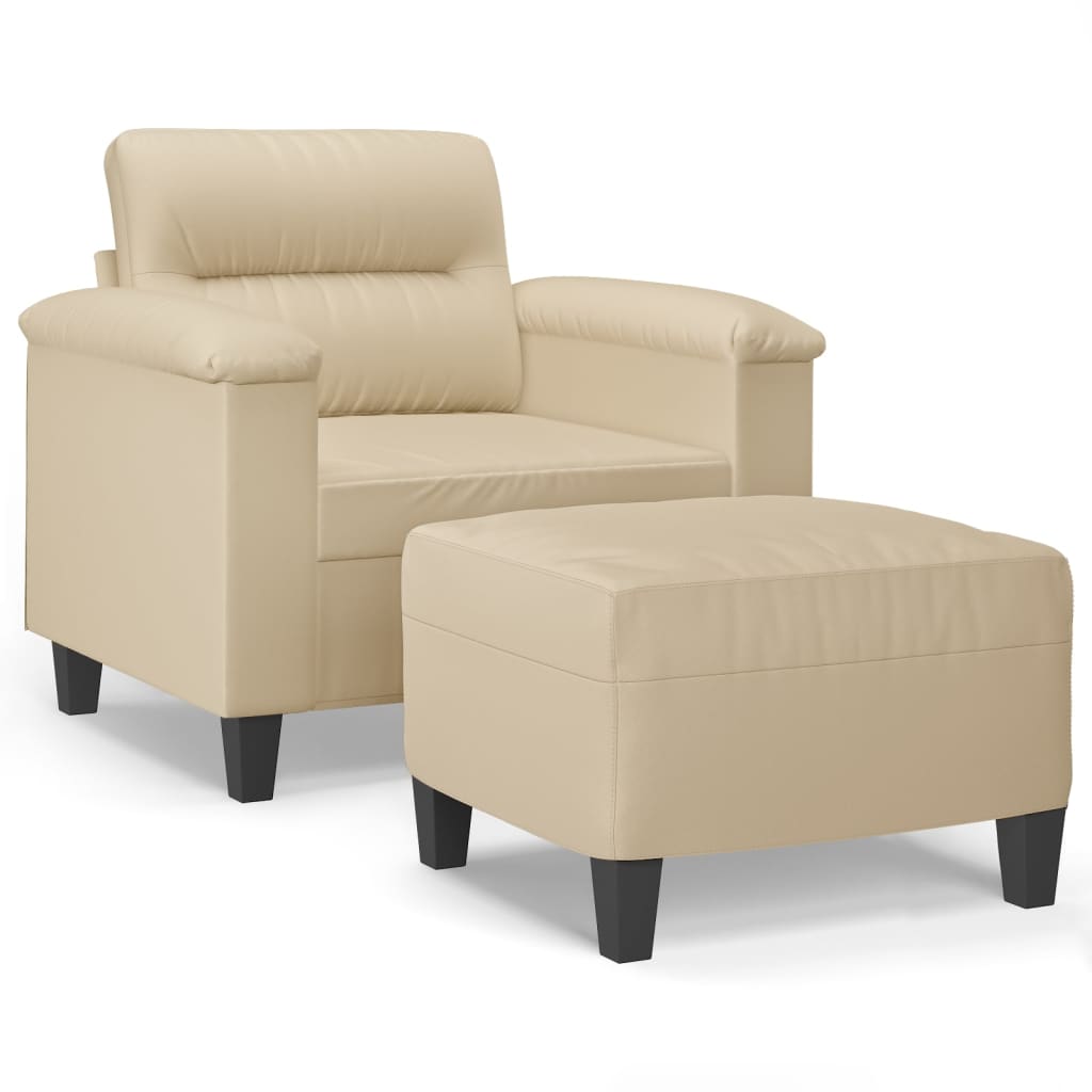 Poltrona con Poggiapiedi crema 60 cm in Tessuto Microfibra | homemem39