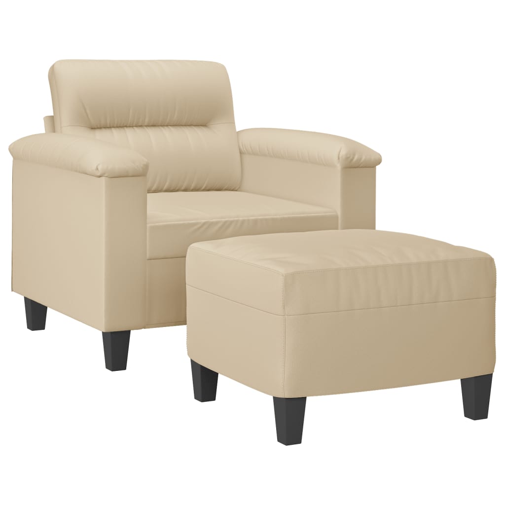 Poltrona con Poggiapiedi crema 60 cm in Tessuto Microfibra | homemem39