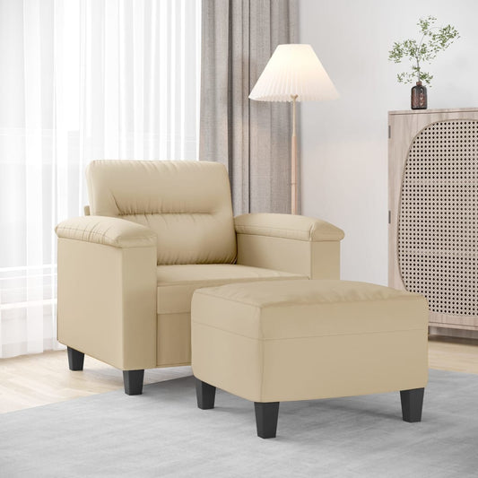 Poltrona con Poggiapiedi crema 60 cm in Tessuto Microfibra | homemem39