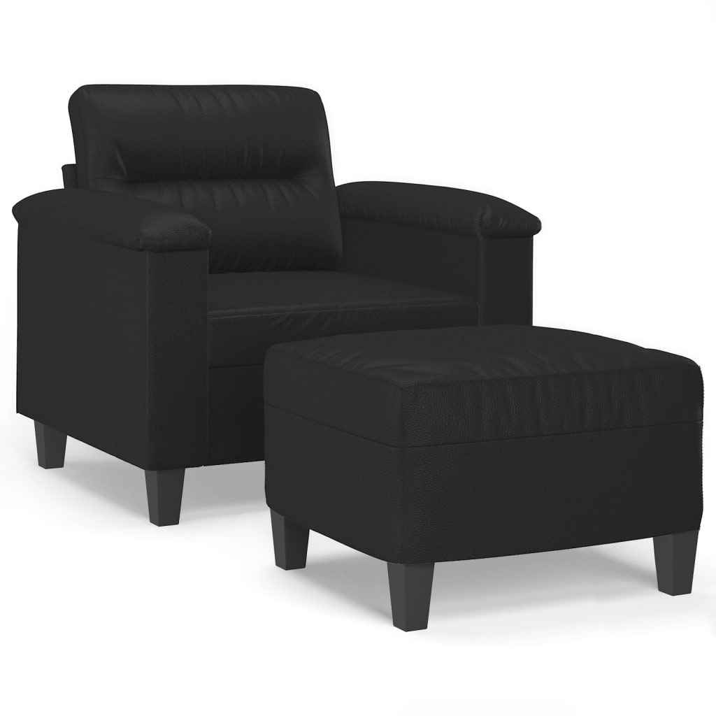 Poltrona con Poggiapiedi Nero 60 cm in Similpelle | homemem39