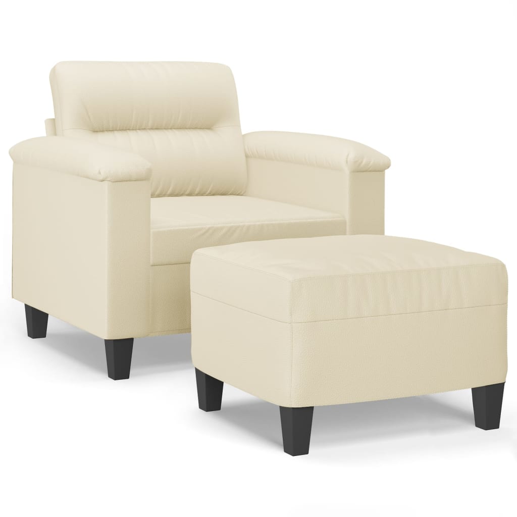 Poltrona con Poggiapiedi Crema 60 cm in Similpelle | homemem39