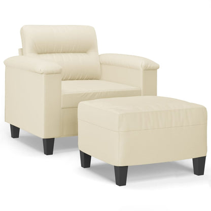 Poltrona con Poggiapiedi Crema 60 cm in Similpelle | homemem39