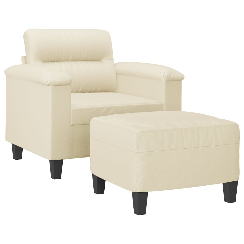 Poltrona con Poggiapiedi Crema 60 cm in Similpelle | homemem39