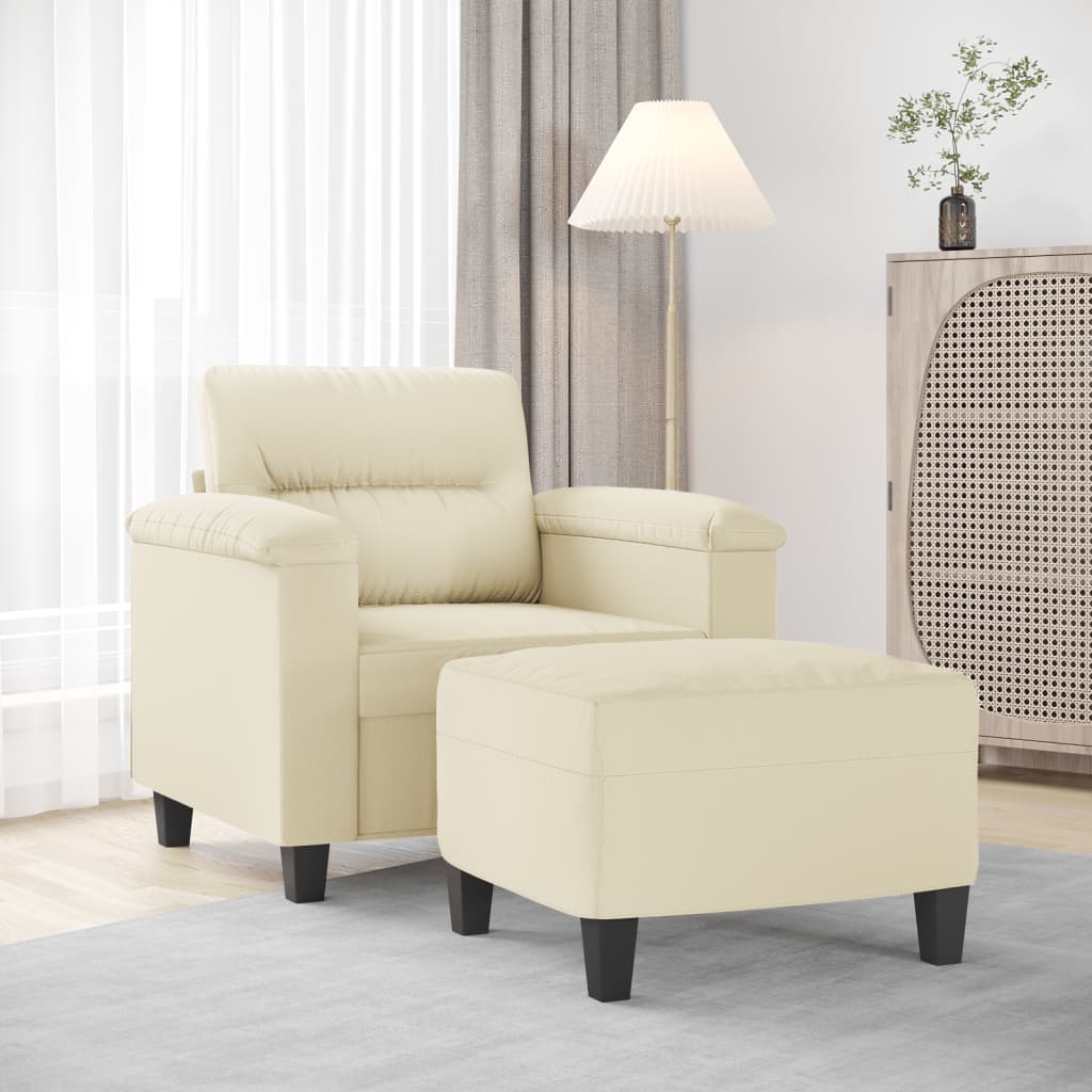 Poltrona con Poggiapiedi Crema 60 cm in Similpelle | homemem39