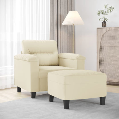 Poltrona con Poggiapiedi Crema 60 cm in Similpelle | homemem39