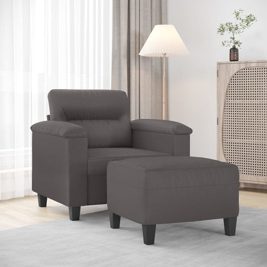 Poltrona con Poggiapiedi Grigio 60 cm in Similpelle | homemem39