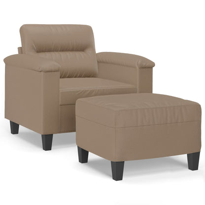 Poltrona con Poggiapiedi Cappuccino 60 cm in Similpelle | homemem39