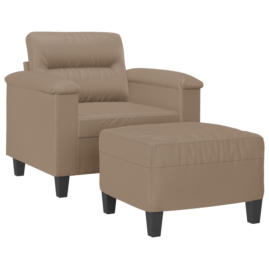 Poltrona con Poggiapiedi Cappuccino 60 cm in Similpelle | homemem39