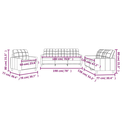 Set di Divani 3 pz con Cuscini Grigio Chiaro in Tessuto