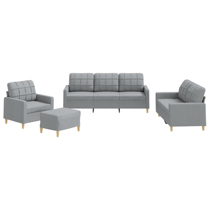 Set di Divani 4 pz con Cuscini Grigio Chiaro in Tessuto | homemem39