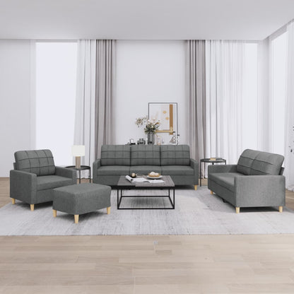Set di Divani 4 pz con Cuscini Grigio Scuro in Tessuto | homemem39