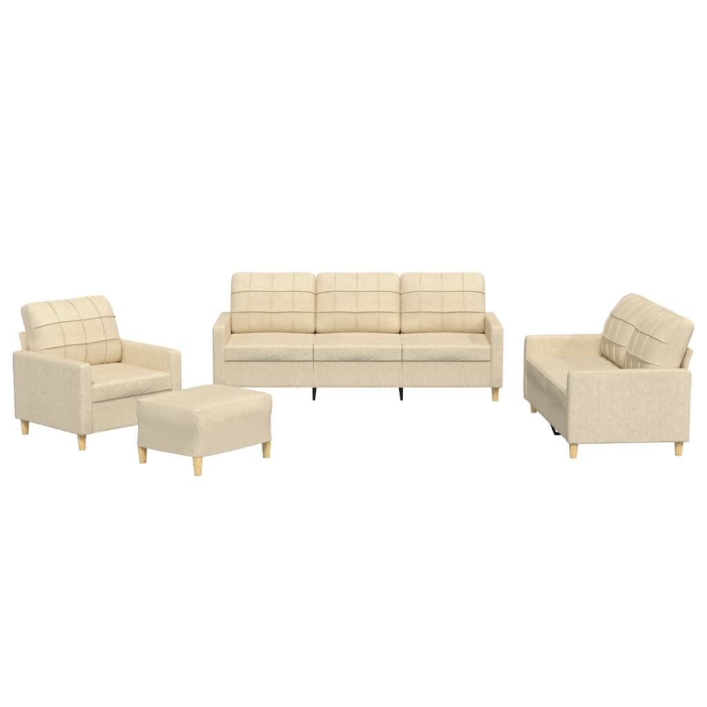 Set di Divani 4 pz con Cuscini Crema in Tessuto - homemem39