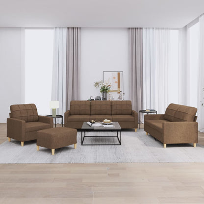 Set di Divani 4 pz con Cuscini Marrone in Tessuto | homemem39