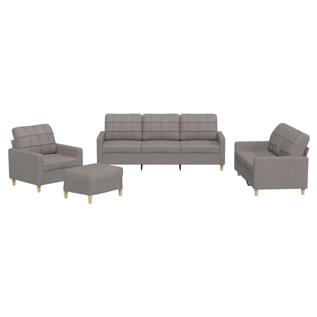 Set di Divani 4 pz con Cuscini Tortora in Tessuto | homemem39