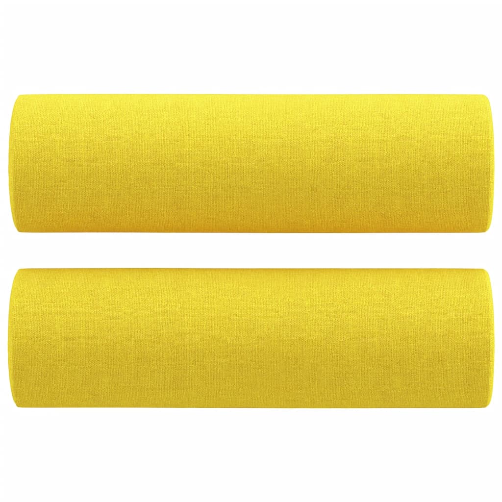 Set di Divani 4 pz con Cuscini Giallo Chiaro in Tessuto