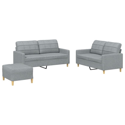 Set di Divani 3 pz con Cuscini Grigio Chiaro in Tessuto | homemem39