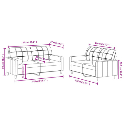 Set Divani 2 pz con Cuscini Tortora in Tessuto