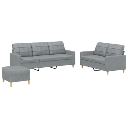Set di Divani 3 pz con Cuscini Grigio Chiaro in Tessuto | homemem39