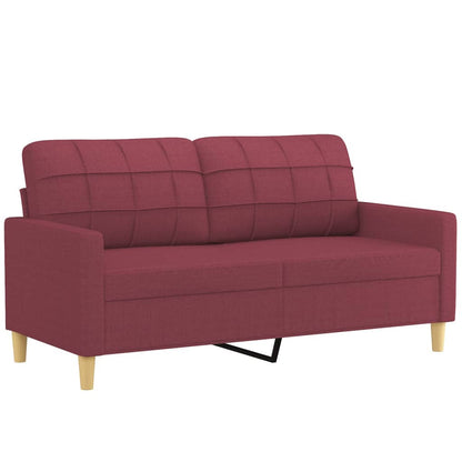 Set di Divani 3 pz con Cuscini Rosso Vino in Tessuto | homemem39